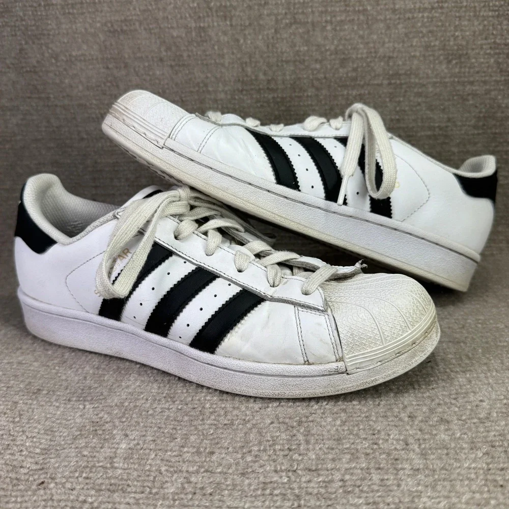 Adidas Superstar Mens 7.5 White Black Shell Toe‎ Classic Sneakers C77153